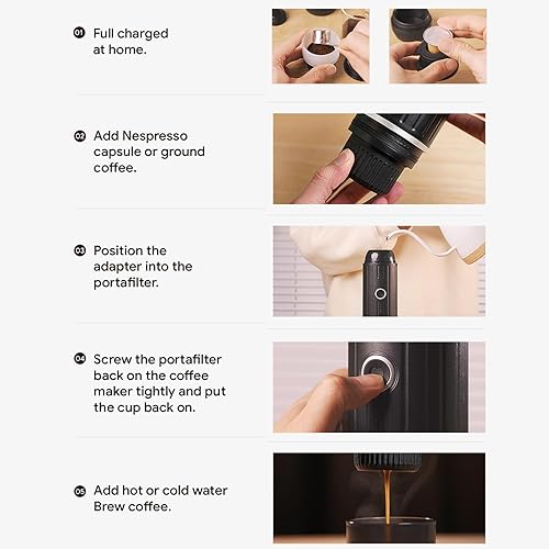 Miniatura 5 de Máquina de café portátil, 8.5 fl oz de calefacción eléctrica de viaje, cafetera de viaje para cocina, electrodomésticos de viaje con bolsa de