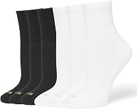 HUE Women's Mini Crew Socks 6-Pack - Cushioned Breathable Cotton Blend for Running Tennis Pickleball Golf