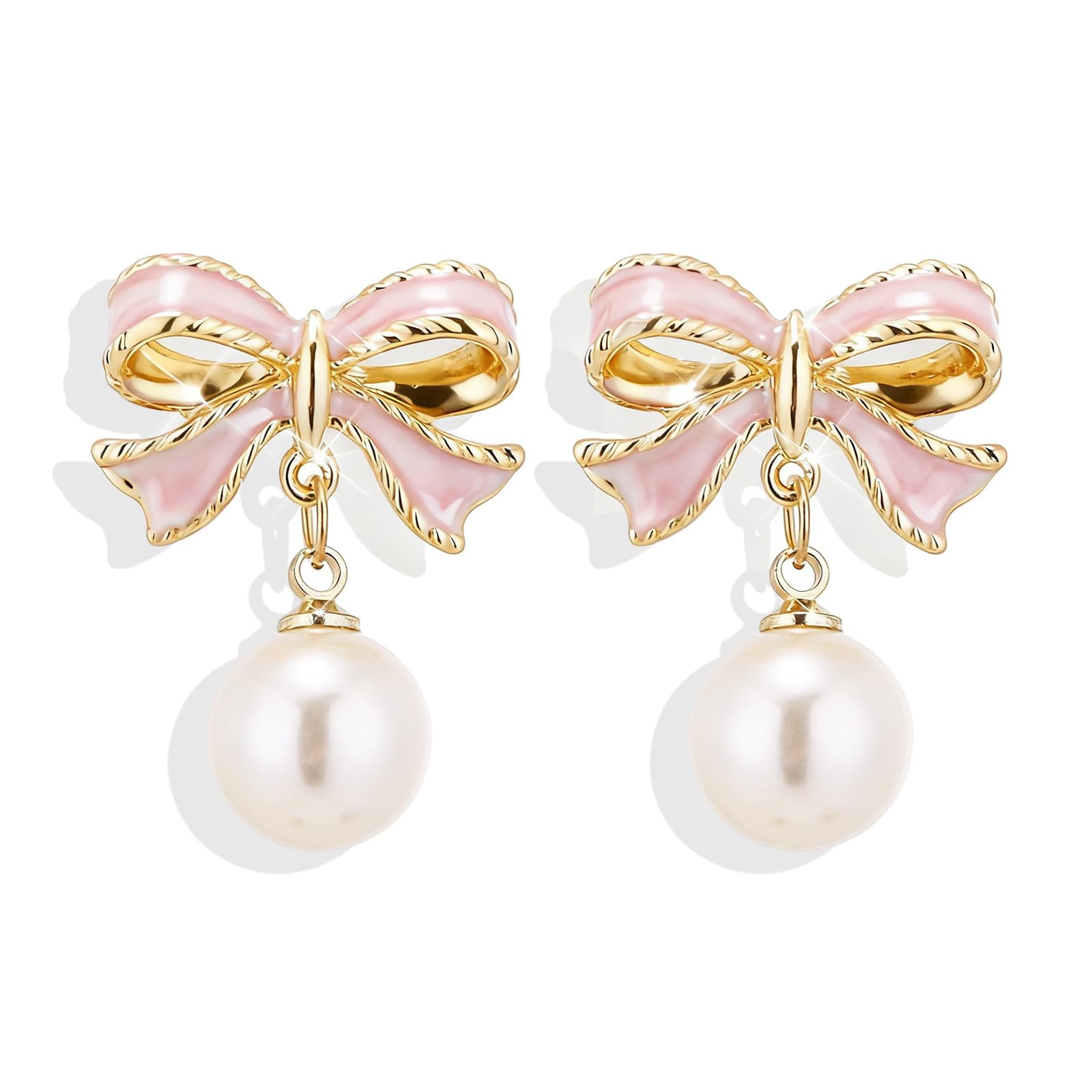 Bow Earrings for Women Trendy Stuff Cute Bow Pearl Drop Dangle Earrings Bowknot Stud Wedding Party Daily Jewelry Accessory Gifts Valentines Day Gifts for Her