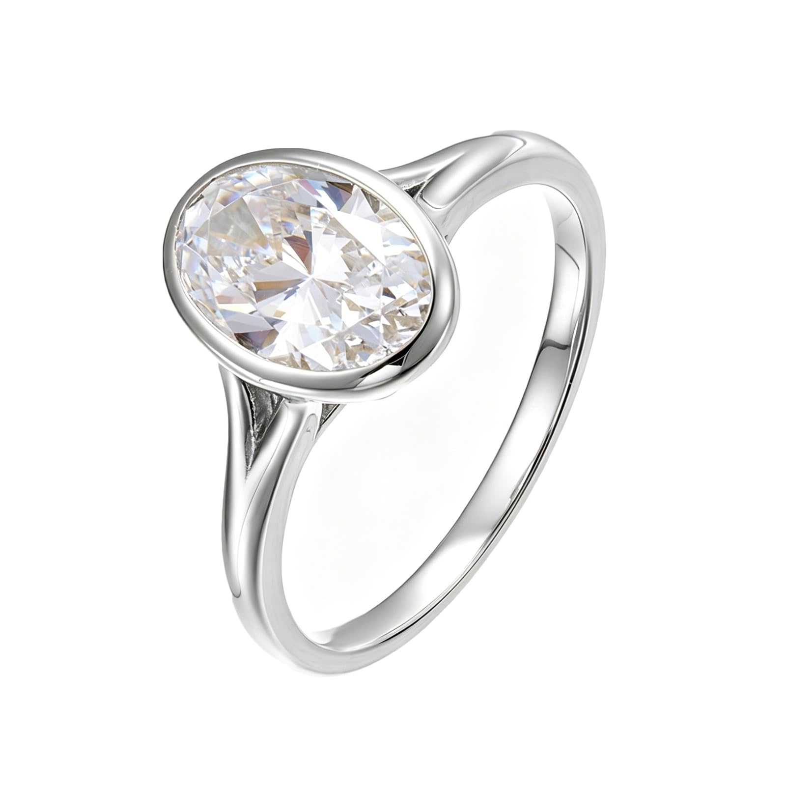 Anillo de compromiso de oro blanco de 9 K/14 K/18 K con moissanita ovalada, anillos de boda solitarios