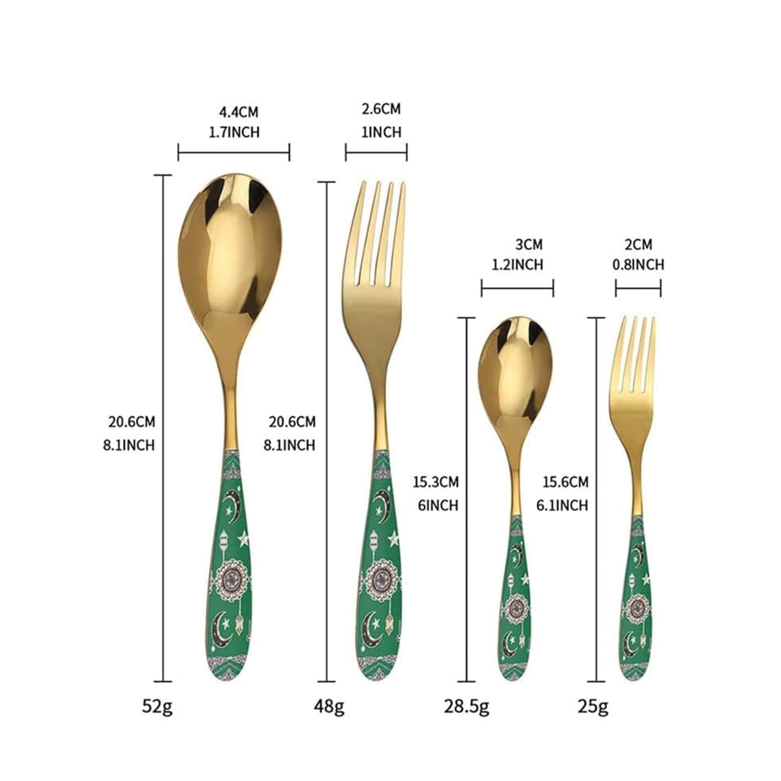 Rieort Ensemble de Couverts 4 pièces Couteau Fourchette cuillère en Acier Inoxydable Ensemble de Couverts rétro fourchettes à dîner Ensemble d'argenterie coloré Ensemble de Vaisselle