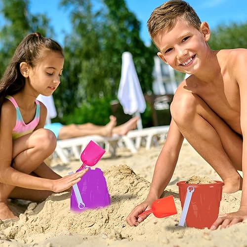 Miniatura 5 de ArtCreativity Juego de cubos y palas de castillo de arena de playa de 6 pulgadas, 12 cubos y 12 palas con juguetes de construcción de castillo de