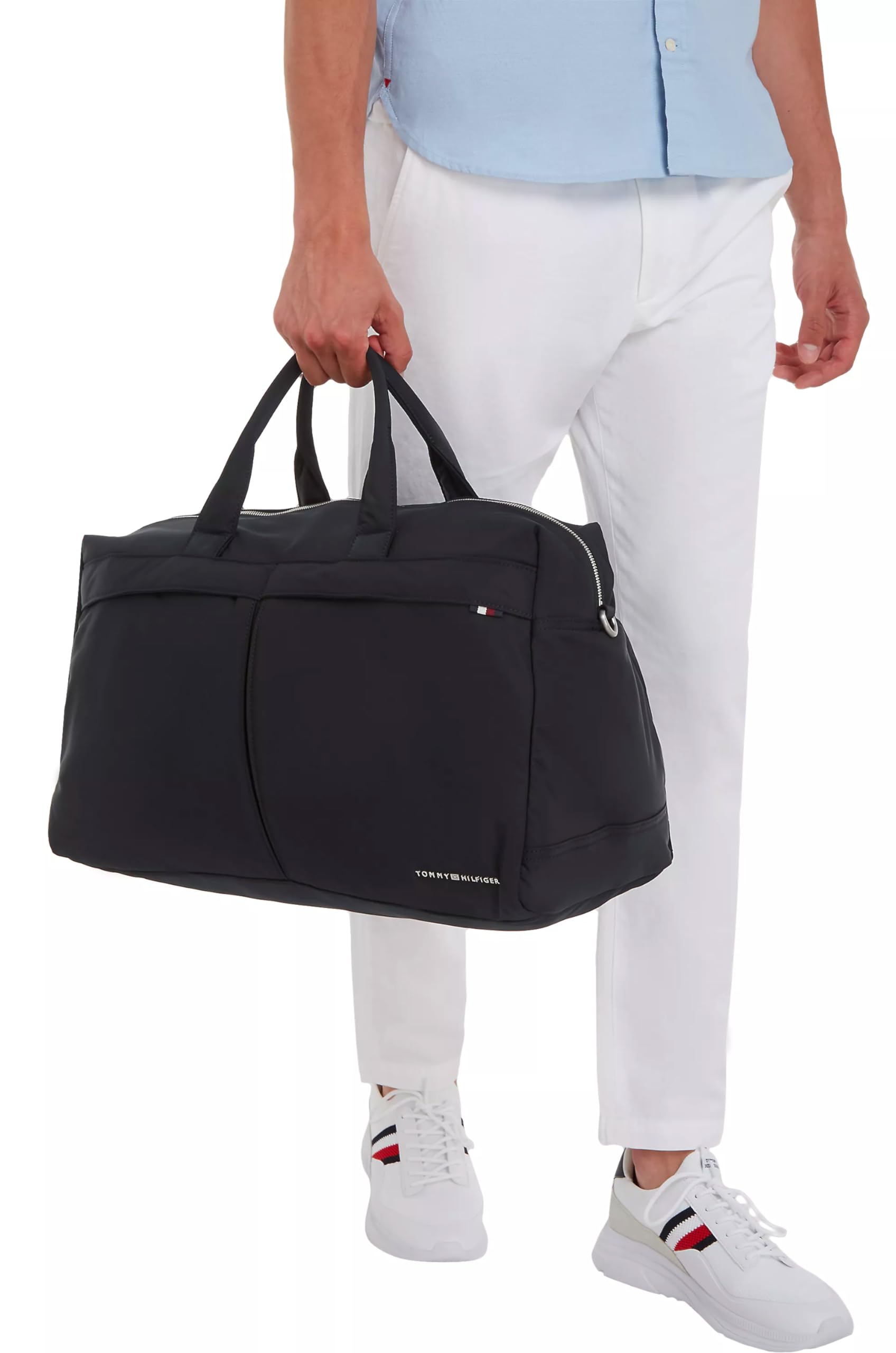 Tommy Hilfiger, TH Signature - Bolsa de lona para hombre, color negro, talla única, Black, Talla única, Informal