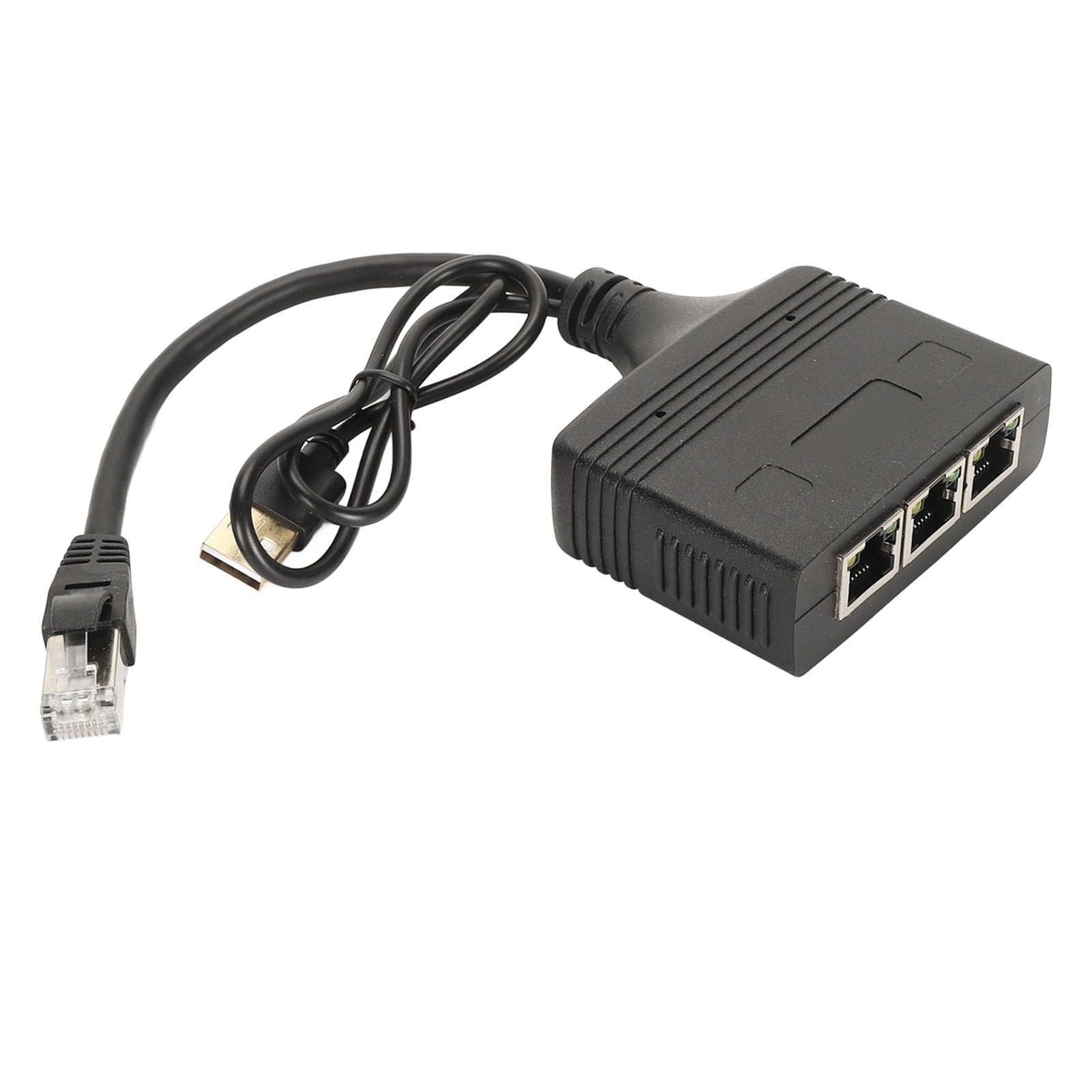 Ethernet Splitter 1 to 3 Speed 1000Mbps, RJ45 Network Adapter for Cat5/5e/6/7/8 Cable, 3 Devices Simultaneous Connection with Charging Support
