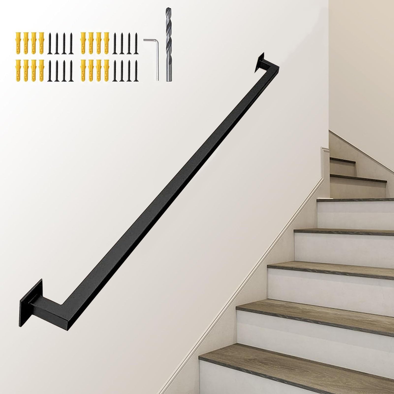 Rampe en tube de fer galvanisé noir pour escalier intérieur et barrière de sécurité murale