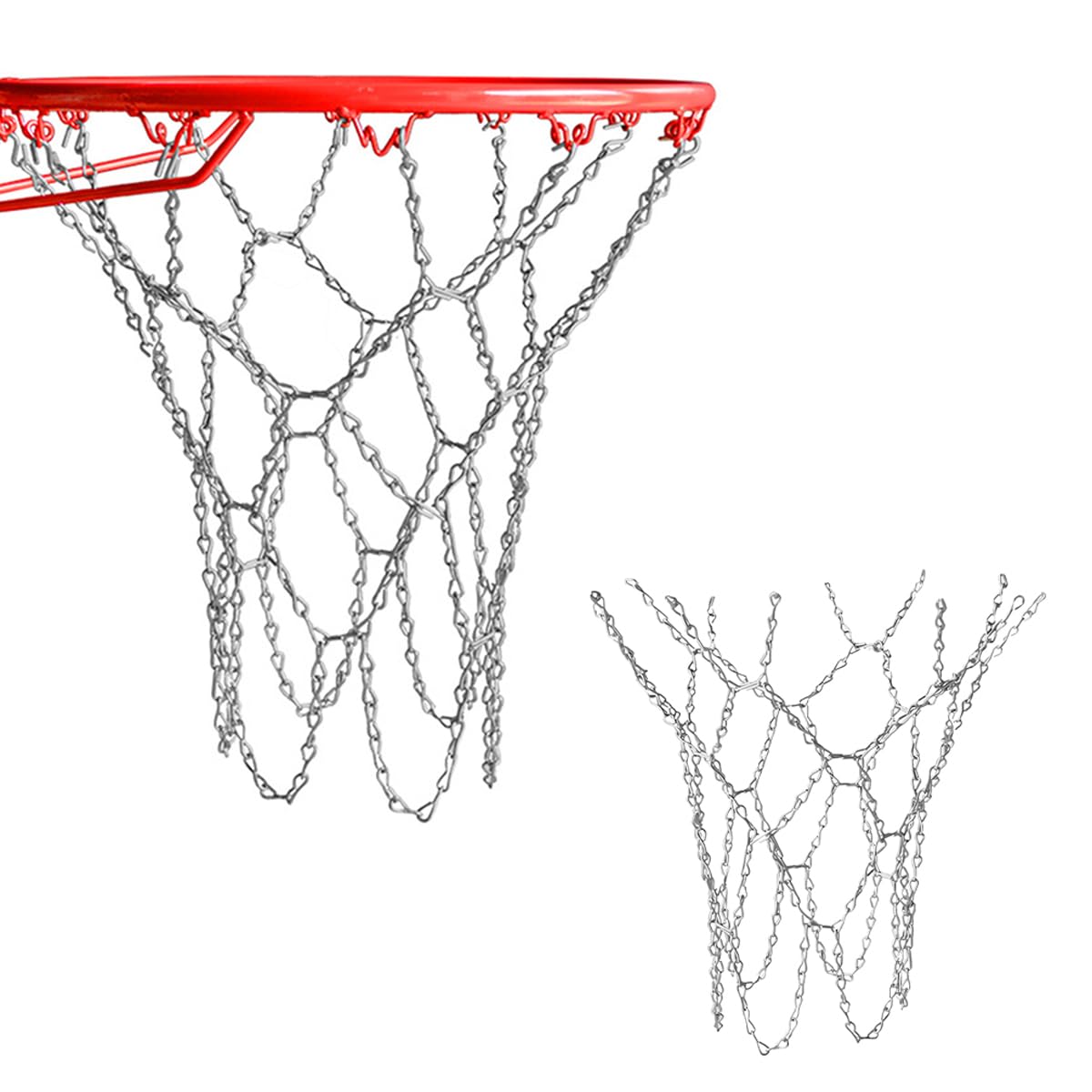Riven Rete da basket, catena in acciaio di ricambio, 50 cm, in lega, per interni ed esterni, zincata, spessore 3 mm, resistente alla ruggine