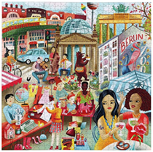 eeBoo Life Jigsaw Puzzle 1000 Pieces Recycled Cardboard for Adults Browse the City of Berlin, PZTBRL, Multi-Colour - Image 2