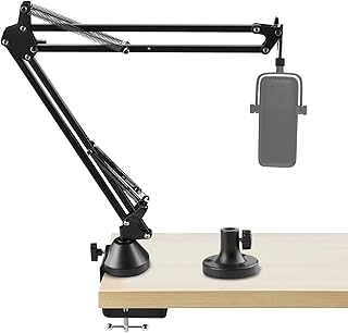 Geekria for Creators Microphone Arm Compatible with Elgato Wave:1, Wave:3, Mic Boom Arm Mount with Table Flange Mount Adapter, Suspension Stand, Mic Scissor Arm, Desk Mount Holder