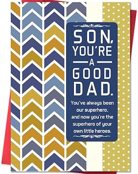 Beixian Funny Fathers Day Card for Son, Fathers Day Card Gifts from Mom to Son, You Are a Good Dad, Youve Always Been Our Superhero. And Now Youre the Superhero of Your Own Little Heroes