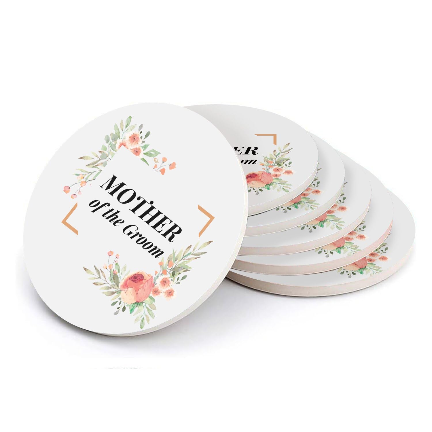 Sous-verre ronds en céramique premium 108 mm lot de 6 dessous de verre floraux haute finition