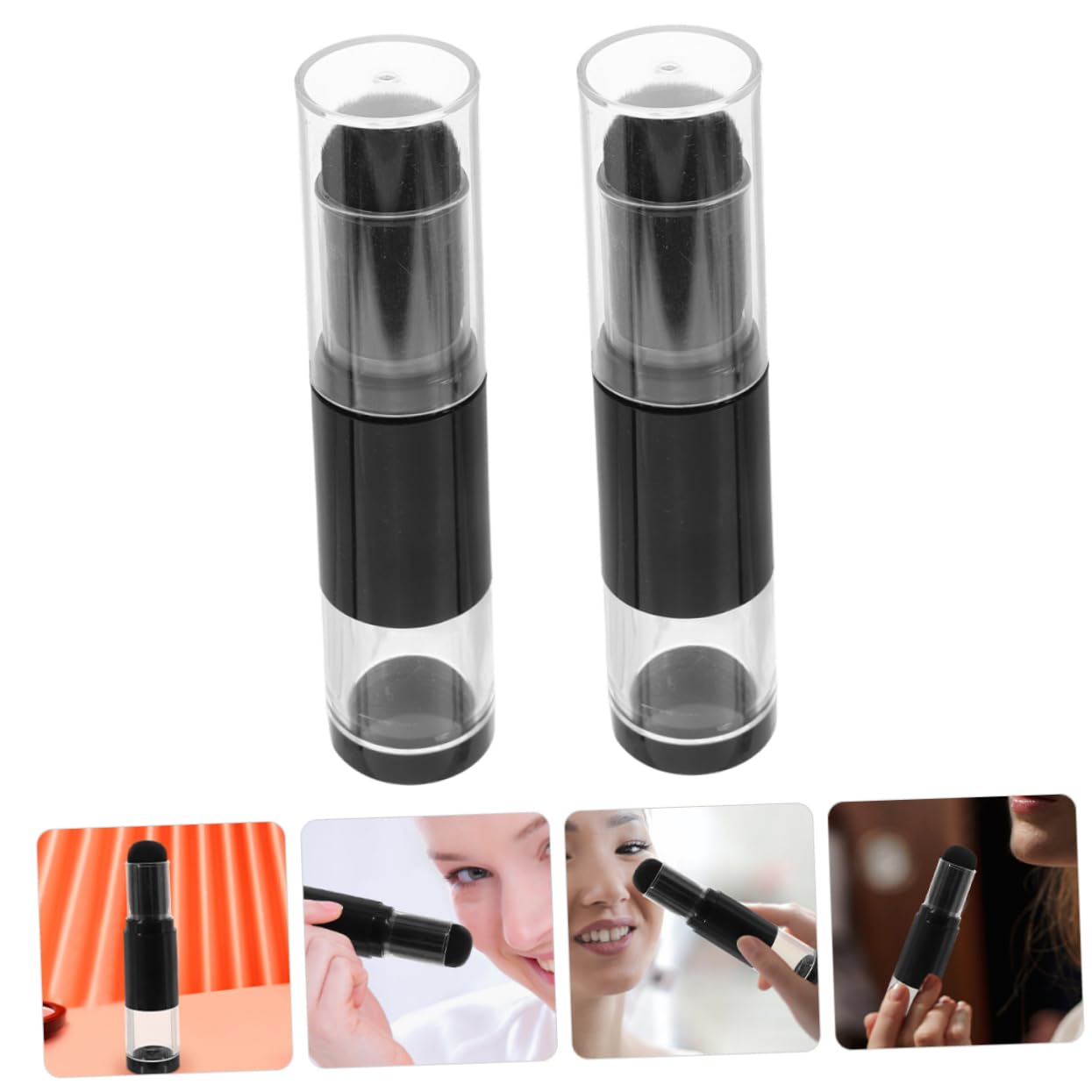 FOMIYES Makeup Sponges and Brushes Set Blush Brush Dual-ended Foundation Brush Pen Travel Makeup Brush Refillable Powder Jar