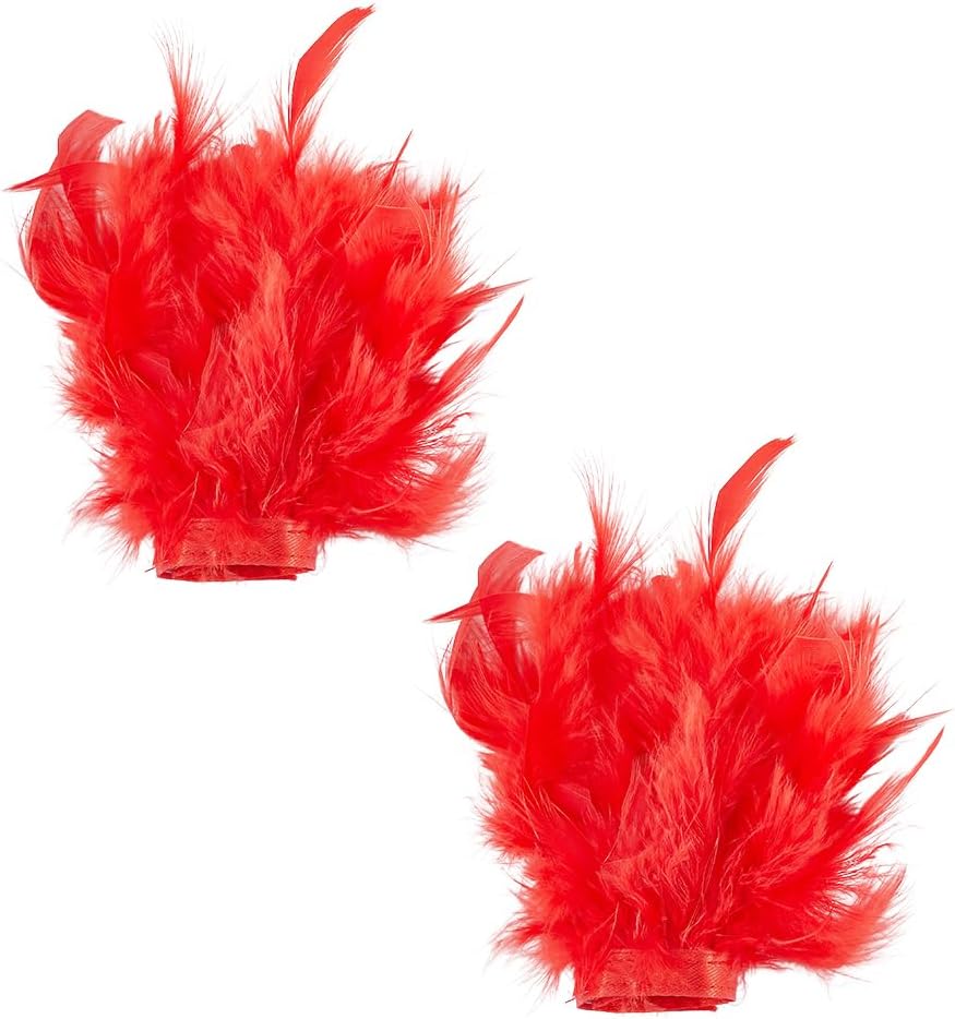 2pcs Feather Slap Bracelet Cuffs Women's Feather Wrist Cuffs Gothic Band Bracelet Wristband Gloves Wrist Decor for Carnival Dance Cosplay Birthday Party Costume Accessories