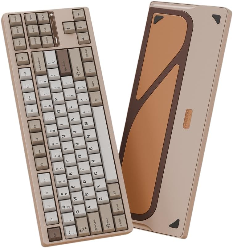 Evo80 Tenkeyless Mechanical Keyboard PP Plate + Oat Switch, CNC Aluminium, 88 Keys, Tri-Mode Connectivity, RGB Backlight (Sandgold)