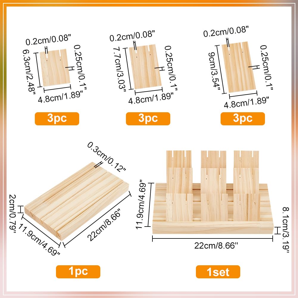 DELORIGIN Wooden Earring Display Stands Wood Tiered Earring Display With 9 Pcs Wood Portable Earring Ring Organizer Holder For Selling Earring Jewelry Organizer Displaying Photos Business Card.