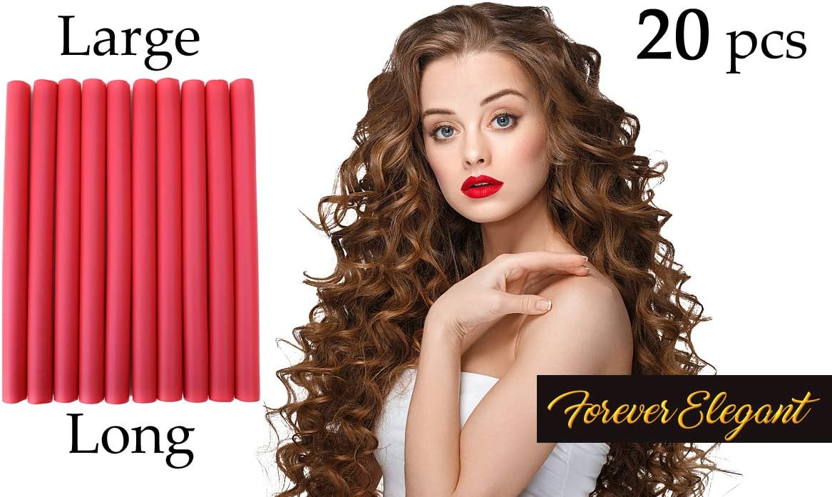 Flexi Hair Rods Bendy Rollers For Long Hair, Large Size 1.8cm x 24cm, 20 pcs (2 Packs)
