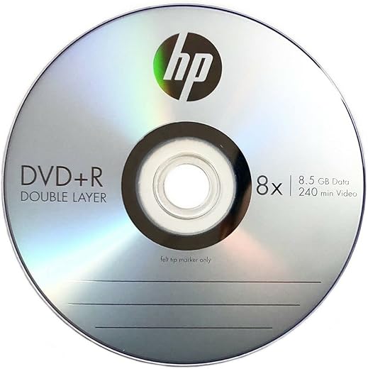HP 8.5GB DVD+R DL Dual Layer 8X Speed Cakebox (Pack of 10)