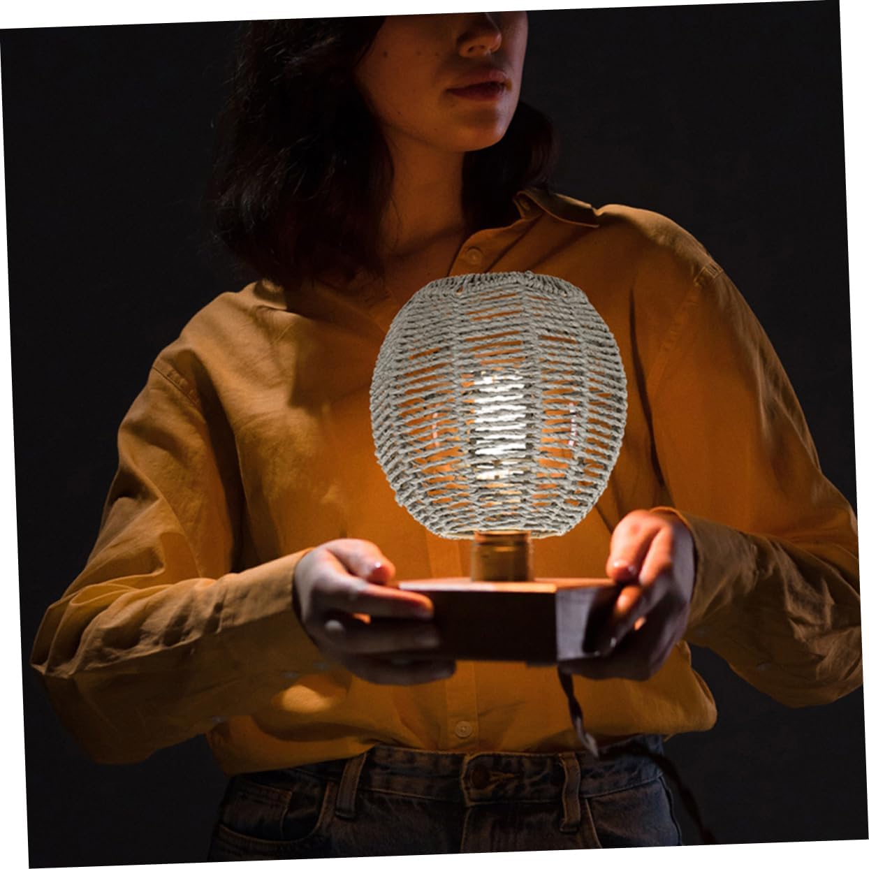 NUOBESTY 2pcs Woven Lampshade Pendant Light Fixture Style Hanging Shade for Farmhouse and Rustic Decor Easy to Install Decorative Light Cover for Dining Rooms and Cafes