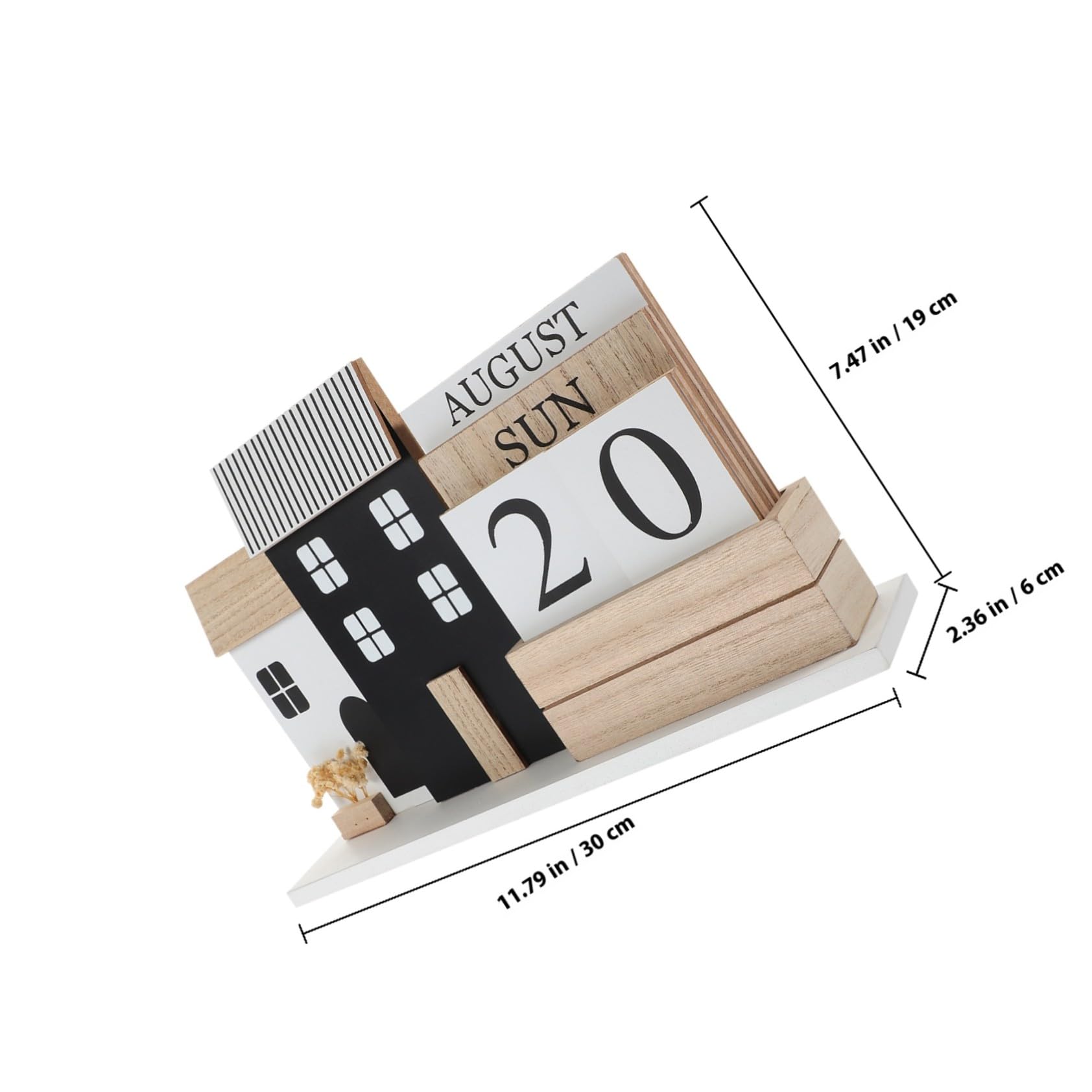 Calendario in Legno per Scrivania Planner Settimanale e Mensile Compatto Display Riutilizzabile di Data e Mese Decorazione Ufficio e Casa Dimensioni