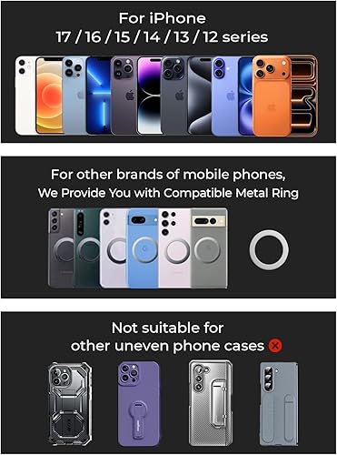 Miniatura 3 de LISEN Magsafe - Soporte magnético para iPhone 17 Air de 360 grados, soporte para salpicadero, soporte magnético para salpicadero de automóvil,