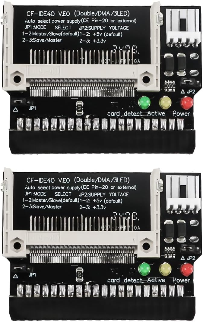2pcs CF to IDE Adapter Cards 40 Pin Compact Flash CF Card to IDE Hard Drive Converter for Laptops Industrial Devices Linux STBs Routers Firewalls