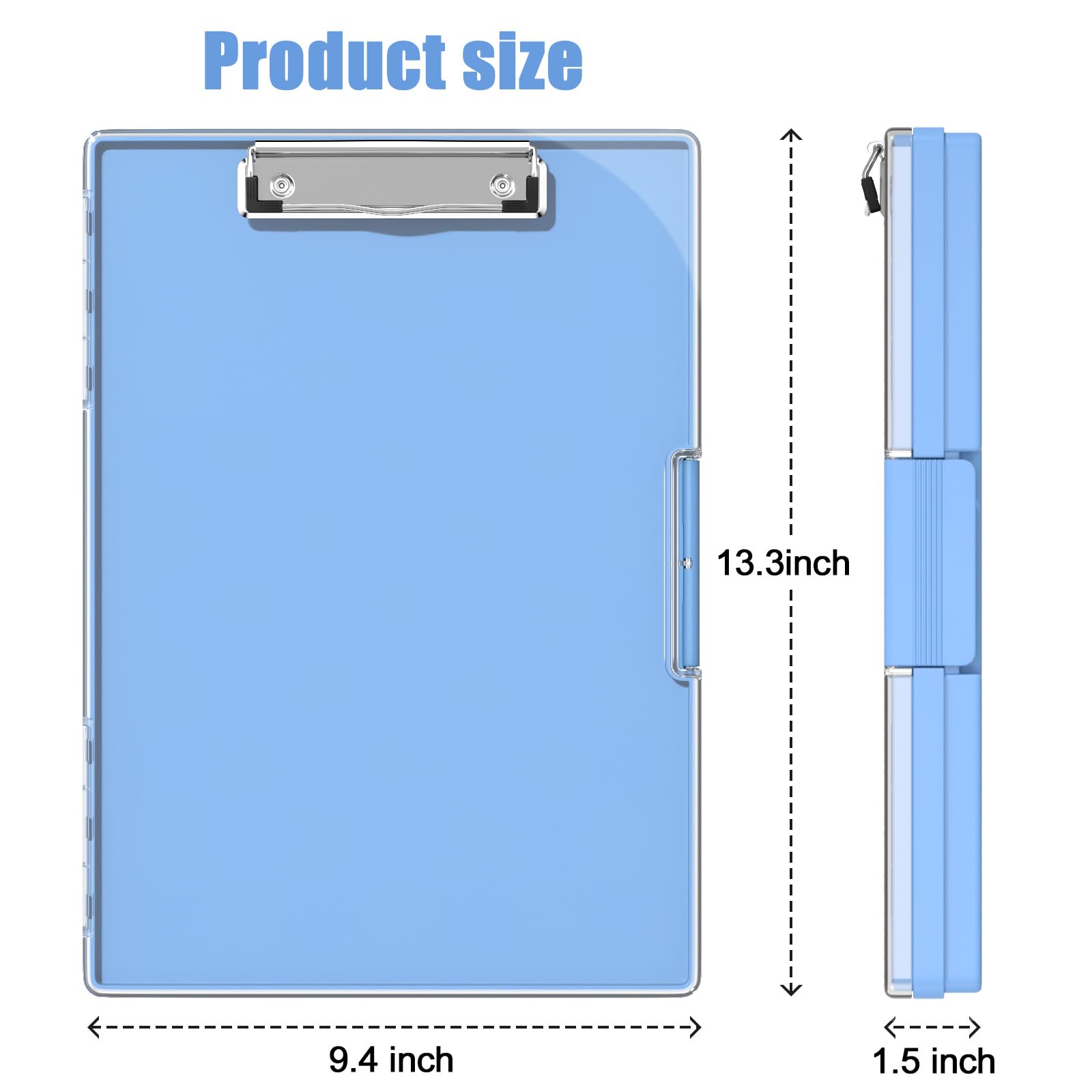Hongri Clipboard with Storage, Blue 8.5 x 11 Folder Nursing Side Opening, Heavy Duty with Dual Compartment - Image 2
