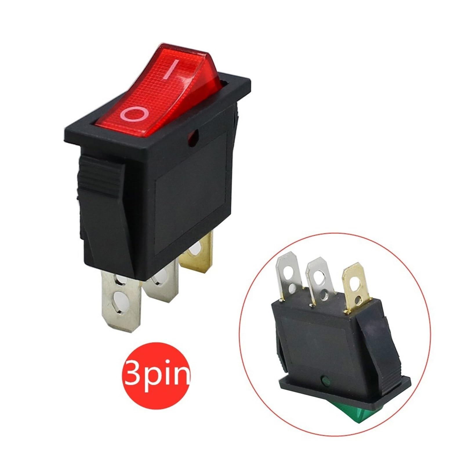 5pcs 3A 250VAC/6A 125VAC Interrupteur à Bascule Rond KCD1 On-Off SPST Mini 2Pin Interrupteur