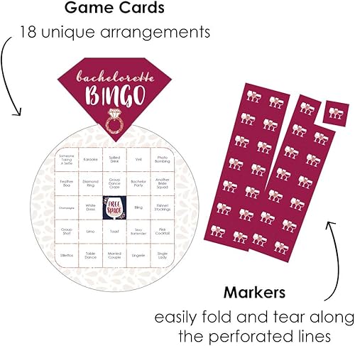 Miniatura 2 de Big Dot of Happiness Vino Before Vows - Juego de 18 tarjetas y marcadores de bingo de bar - Bodega despedida de soltera o despedida de soltera -