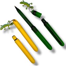 Pokka 4-Pack Pens with 2 Keychain Attachments & Gecko Charms Cute, Compact & Refillable Pocket Ballpoint Pens Aesthetic Fidget Pens for Work, Journals & On-the-Go Writing