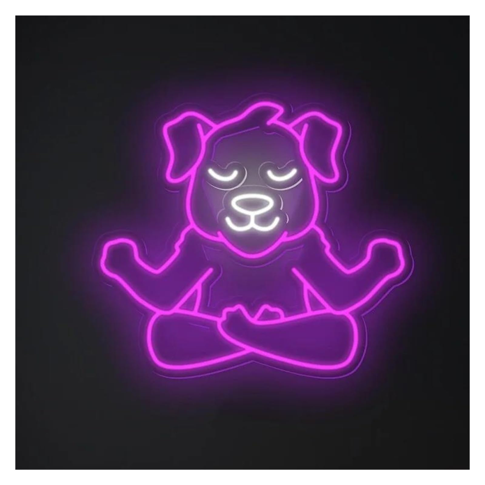 SHOUXI Sign Lamp Cute Dog Meditation Pose Neon Sign Yoga Dog Light for Gym Yoga Studio Office Bedroom Decor Dimmable USB Powered Lamp 45cm(A)