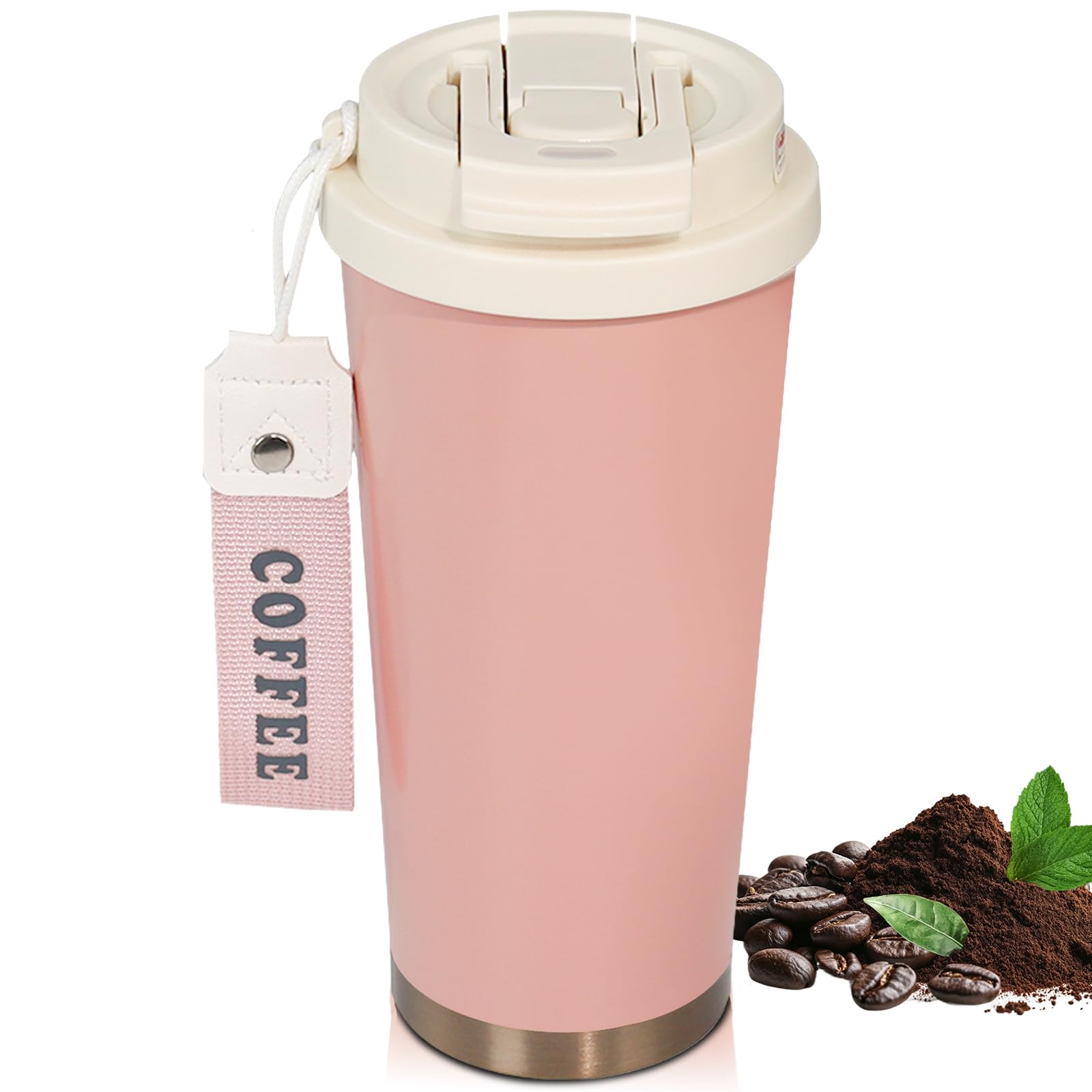 DITOSH Insulated Coffee Tumbler 530ml Travel Coffee Mug 316 Stainless Steel Dual Drink Openings Leakproof Lid Reusable Insulated Coffee Mug Hot and Cold Ideal Travel Mug for Coffee Lover Daily