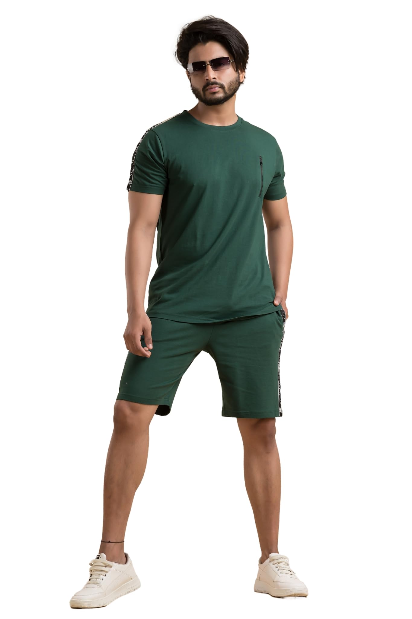 Solid Cotton Co-Ord Set for Men | Round Neck T-shirt with Shorts - Black, Size - XX- Large-image-29