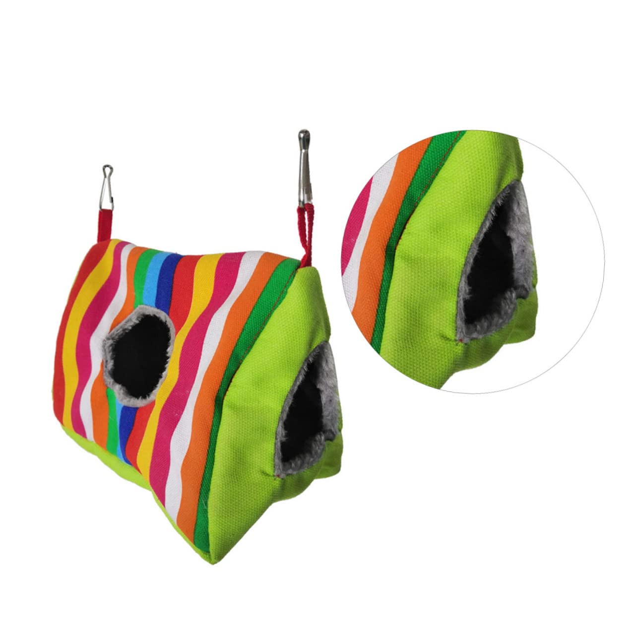 Kisangel Double Hole Parrot Nest Hammock Cozy Sleeping Bed for Birds Warm and Durable Design Adorable Stripe Pattern for Parrots and Pet Birds
