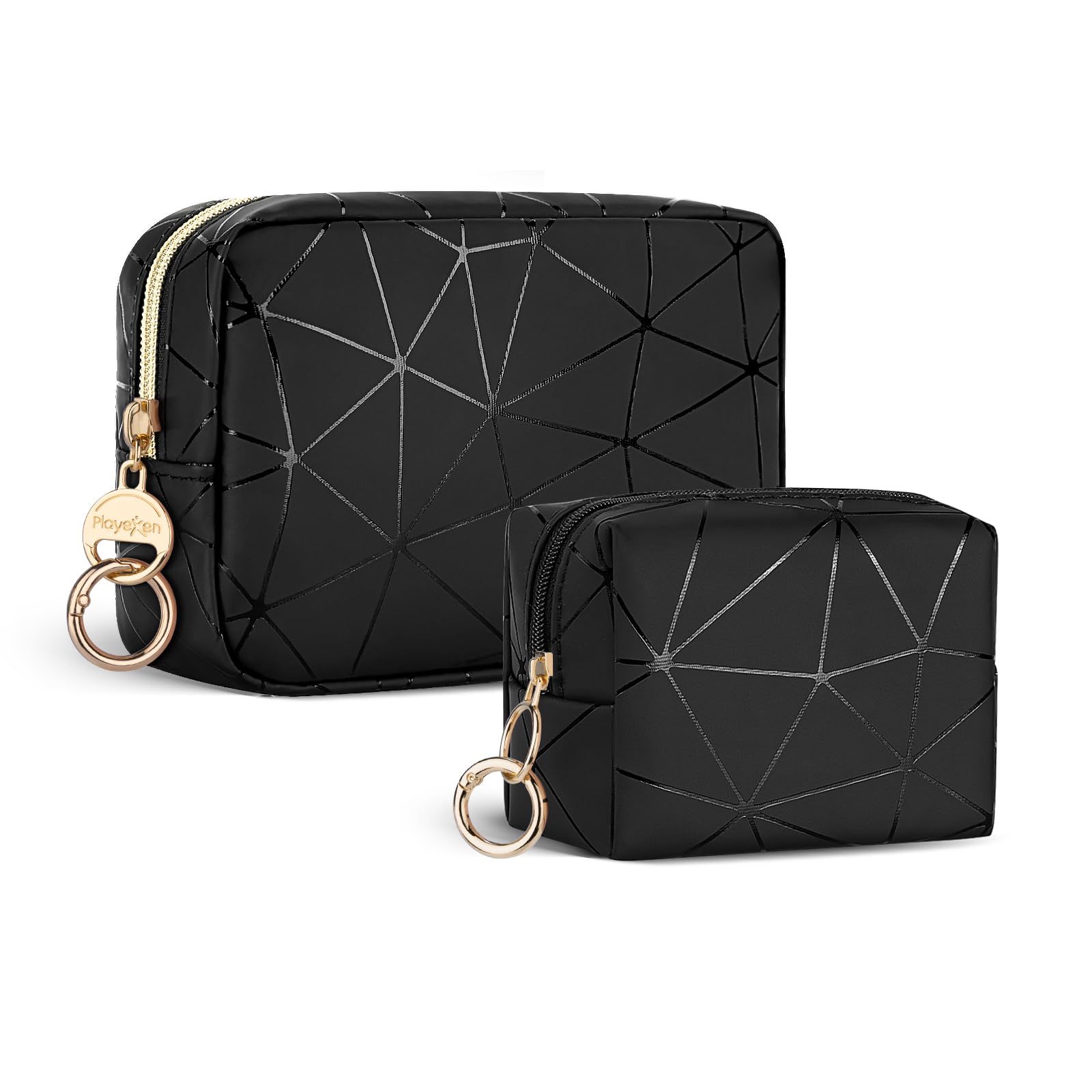 2 Pezzi Porta Trucchi Piccolo da Borsetta Pochette Piccola per Trucco Avec Mini Trousse per Rossetto Multifunzionale Portatile Mini Borsa Porta Trucchi Impermeabile Idee Regalo Ragazza(Nero)