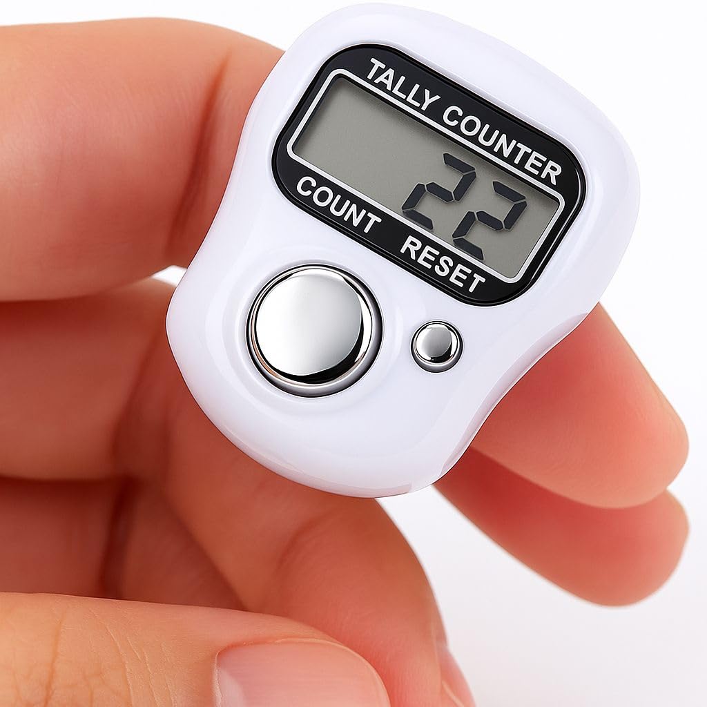 Digital LCD Jaap Tally Counter | Portable Handheld Electronic Chanting Counter with Reset Button | White Manual Clicker for Mantra Counting Prayer Meditation-image-12