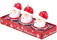 Vista 9 de 6 velas votivas de Navidad, velas de té de Papá Noel, velas votivas de cera para escena de Navidad, decoración de mesa de comedor