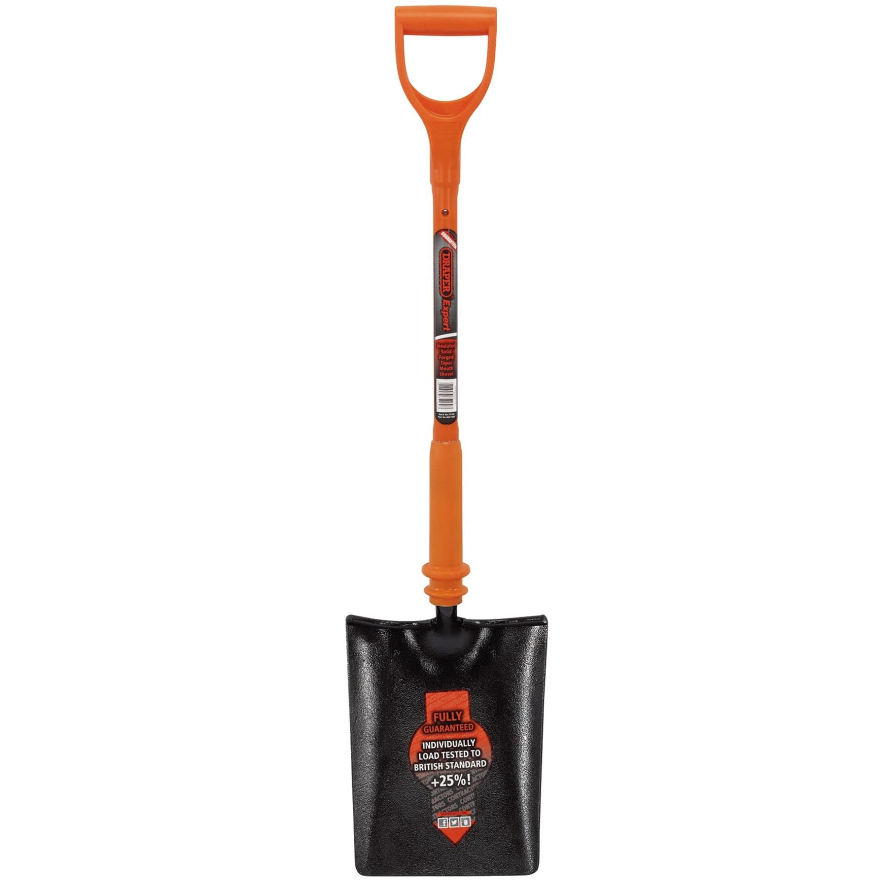 Draper 75169 Expert - Pala de boca cónica, totalmente aislada y forjada, color naranja, negro