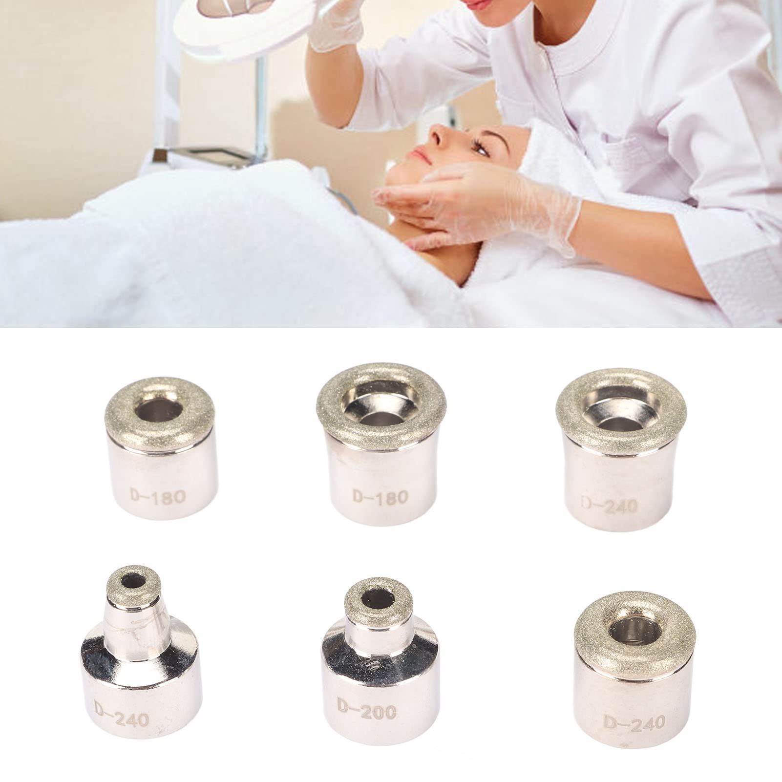 Mikrodermabrasion Diamant Spitzen, Gesichtspflege Dermabrasionsspitze, 6 Stück Mikrodermabrasions Ersatzspitze universelle Hautpflege Peeling Gesicht Mikrodermabrasionsspitze für Hand und Fuß