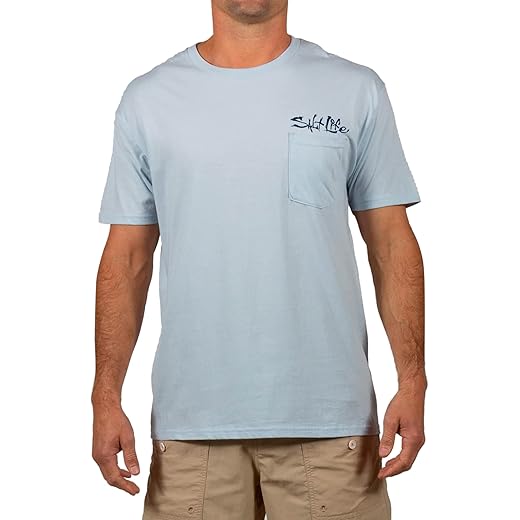 Salt Life Mens Blue Brew Crab Short Sleeve Classic Fit Shirt, White, XX-Large
