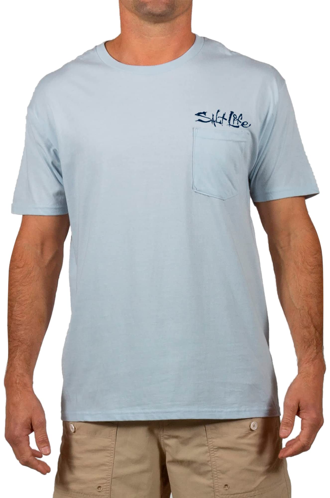 Salt Life Mens Blue Brew Crab Short Sleeve Classic Fit Shirt