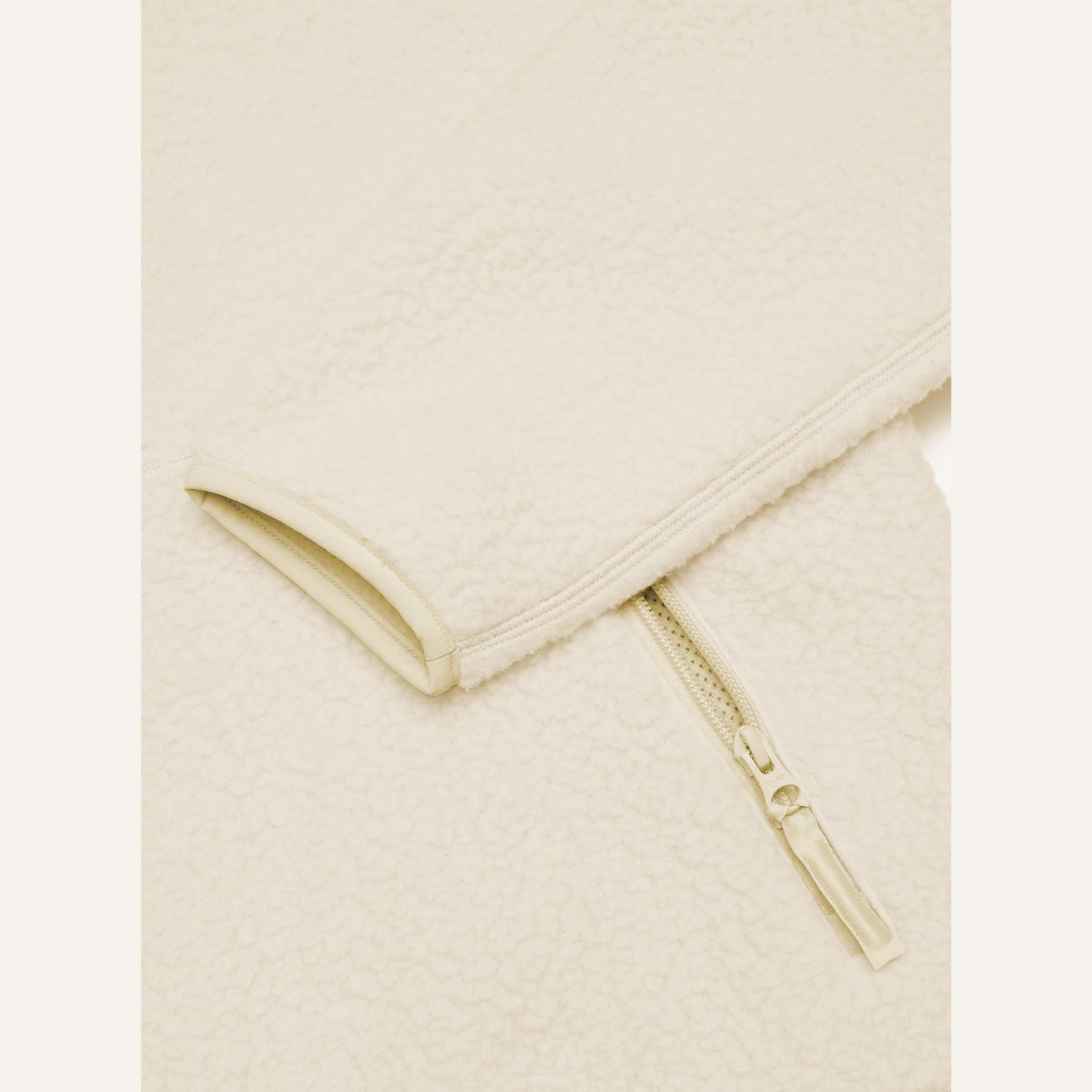 Felpa corta da donna con mezza zip, in pile Sherpa, con tasche