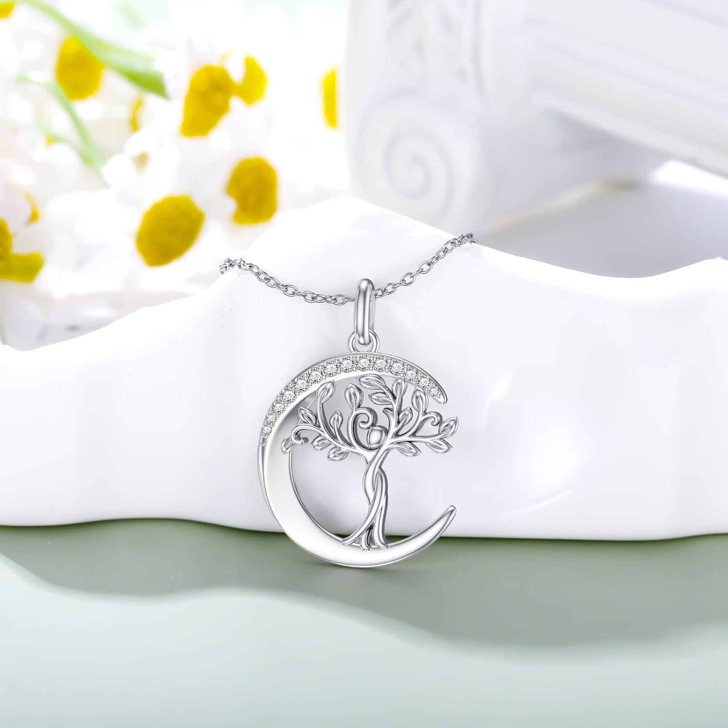 Diamond Tree of Life Necklace for Women in 925 Sterling Silver Tree of Life Jewelry Gifts - Image 2