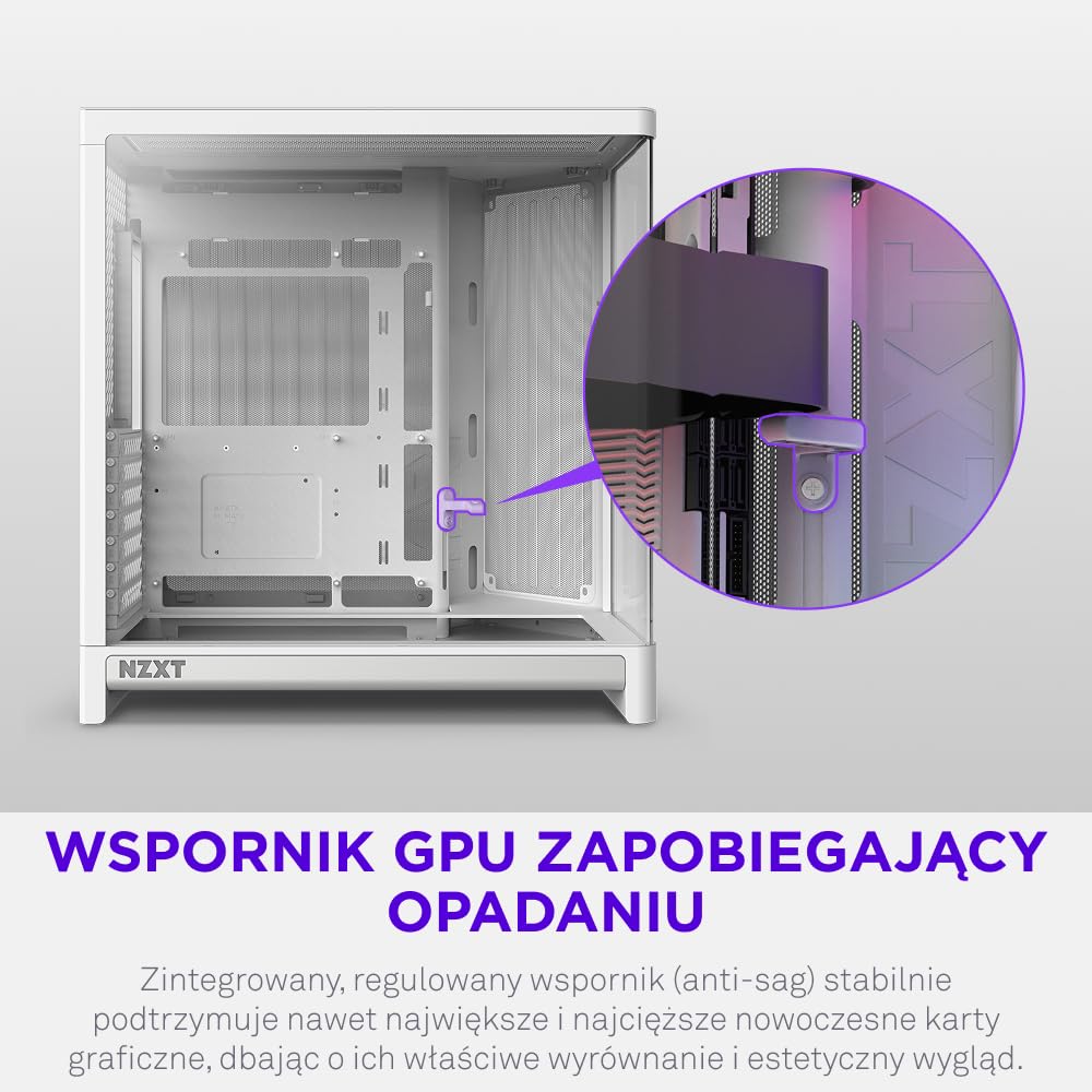 NZXT H6 - Kompaktowa Obudowa PC ATX Dwukomorowa - Biały | Dwukomorowa obudowa ATX na 10 wentylatorów 120mm i chłodnice 360mm, zgodna z płytami głównymi back-connect.
