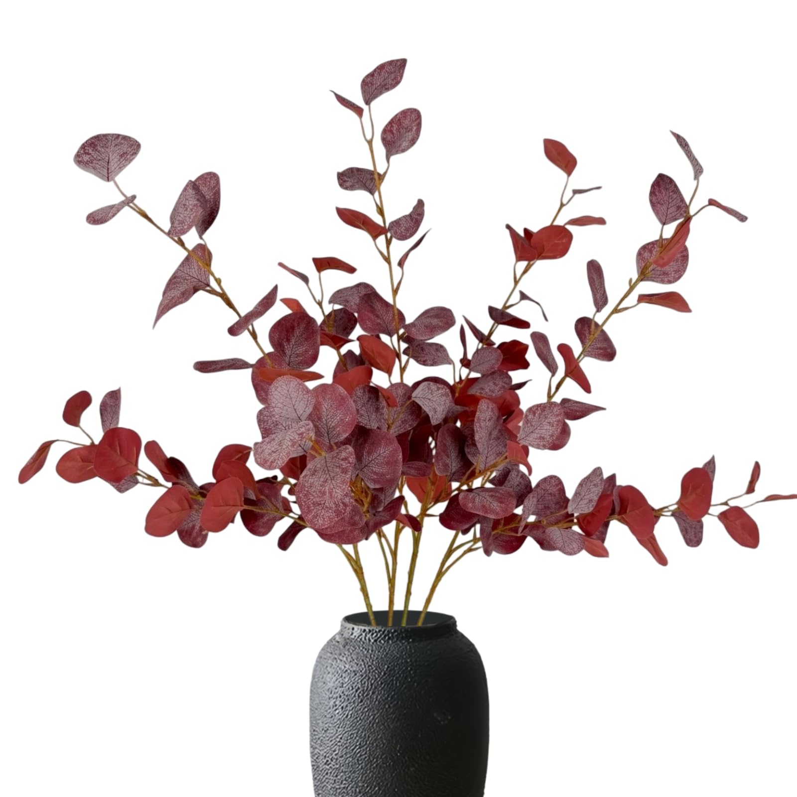 Avoik 4 Pcs Artificial Plants Autumn Eucalyptus Branches, 90 cm Artificial Eucalyptus Plant Leaf Fake Fall Stems Faux Plants for Home Halloween Thanksgiving Party Table Centerpiece Decor, Red