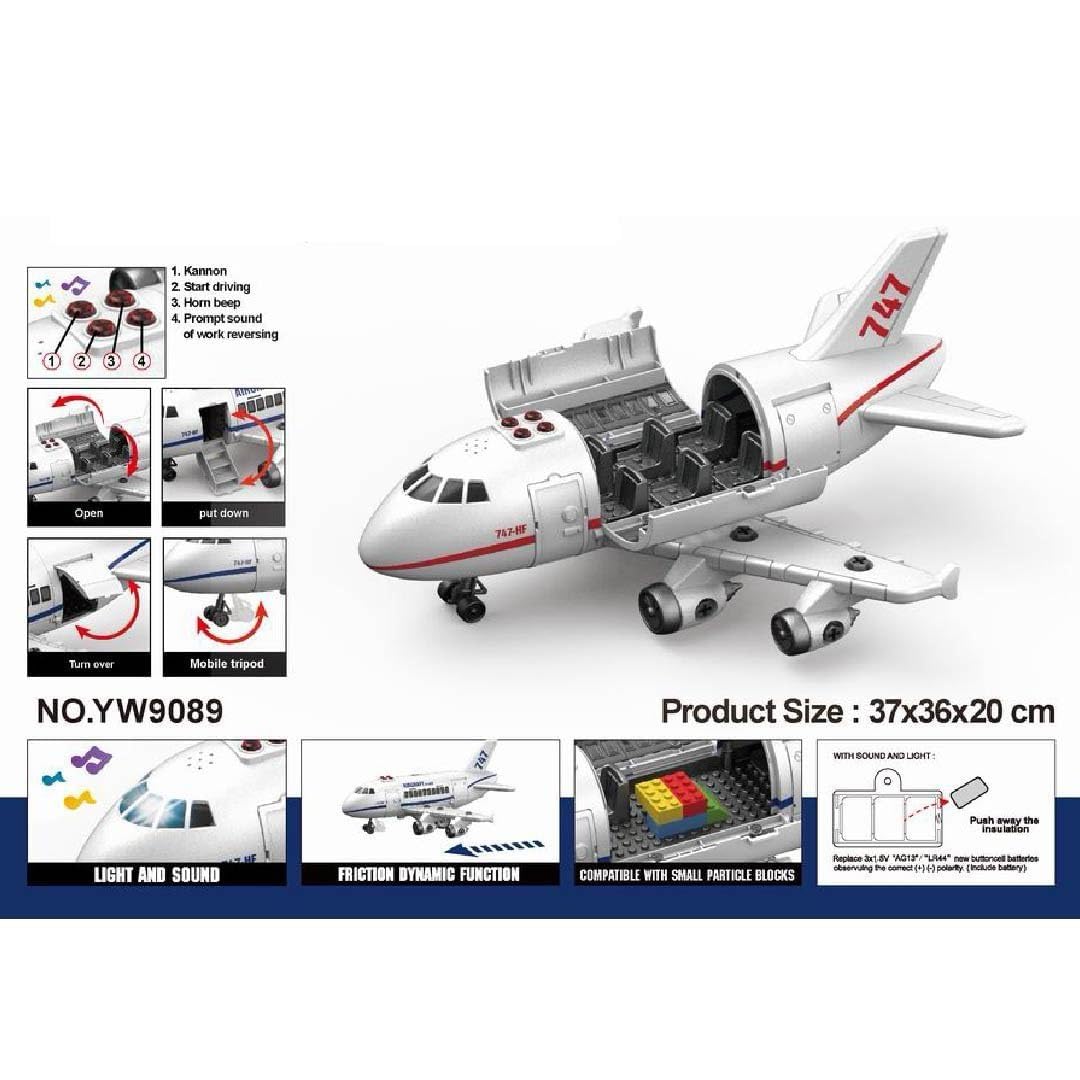 Pihura Large Passenger Airplane Turning Tools Lights Sounds 3