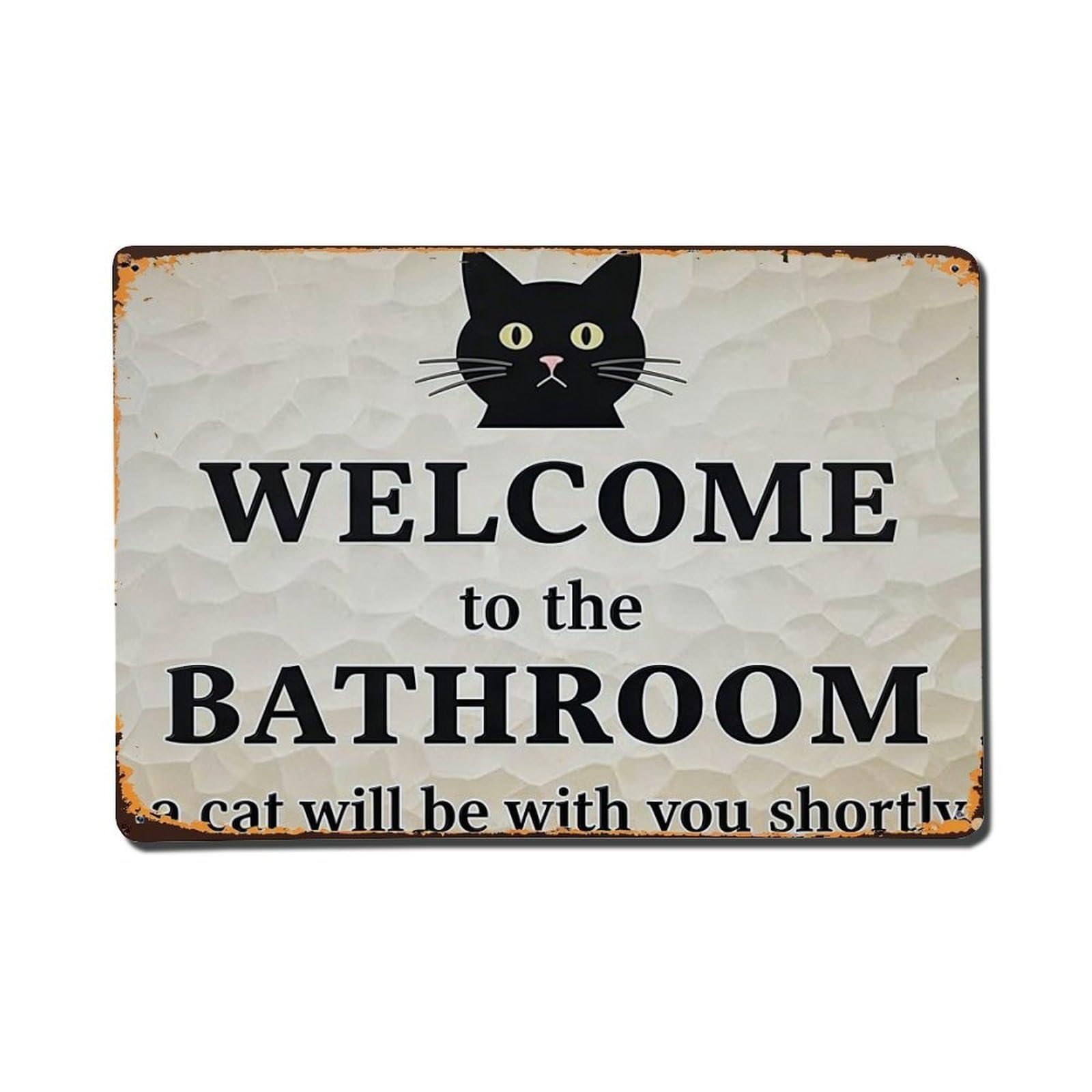 Cat Welcome Bathroom Sign Art Metal Tin Sign Plaque