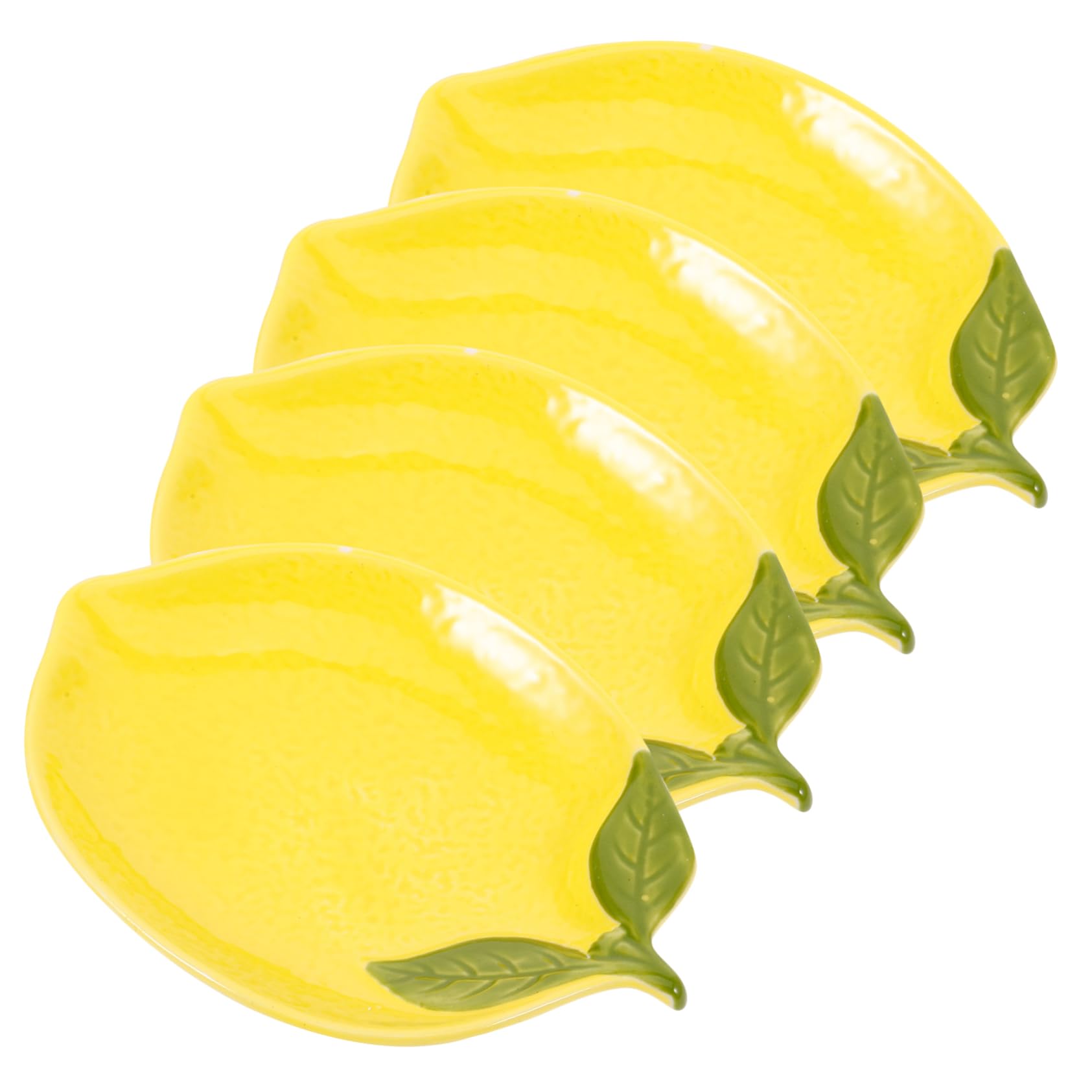 HEMOTON Cuencos De Cerámica En Forma De Limón 4 Piezas Tazones Para Servir Ensaladas Postres Frutas Cocina Hogar 5.90X4.13X0.78In Diseño Creativo