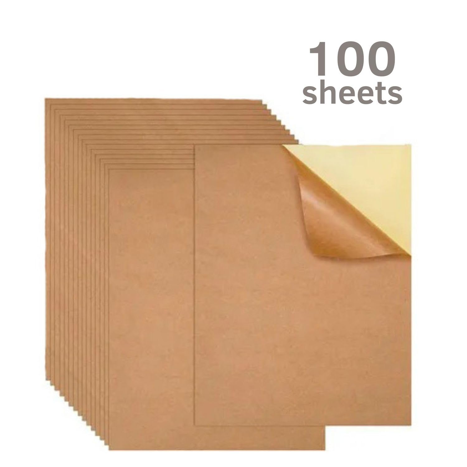 Carta adesiva per stampante A4 Kraft | 100 fogli adesivi | Etichette adesive A4 da stampare | Compatibile con stampanti inkjet e laser | Ideale per fai da te, manualità e creatività