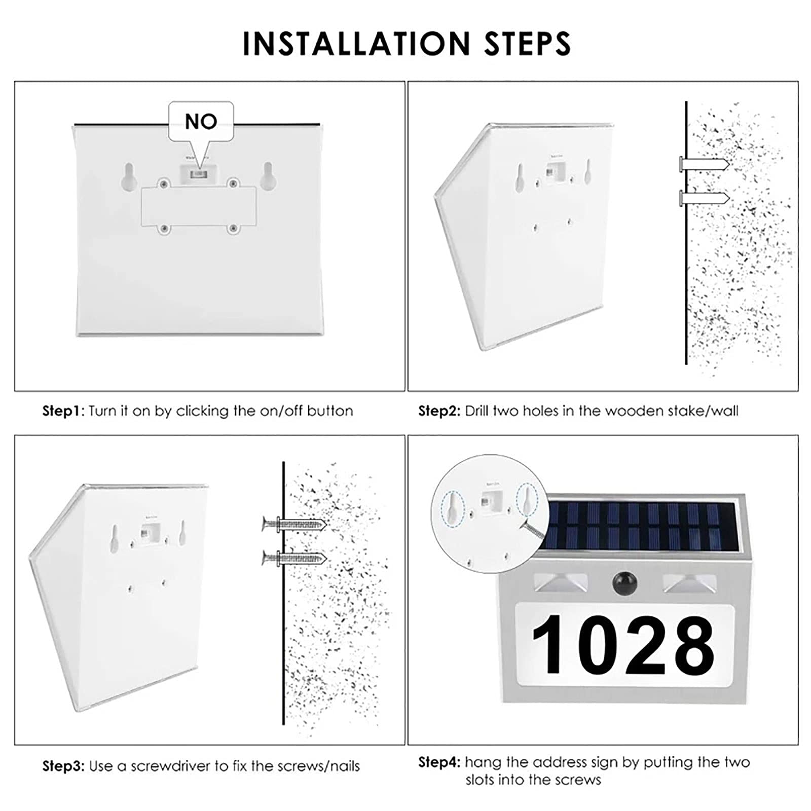 Numero civico Lampada Solare Sensore di Movimento Numero Porta Luce Esterna Targhetta Indirizzo Lampada Da Parete Impermeabile Per Numero Porta
