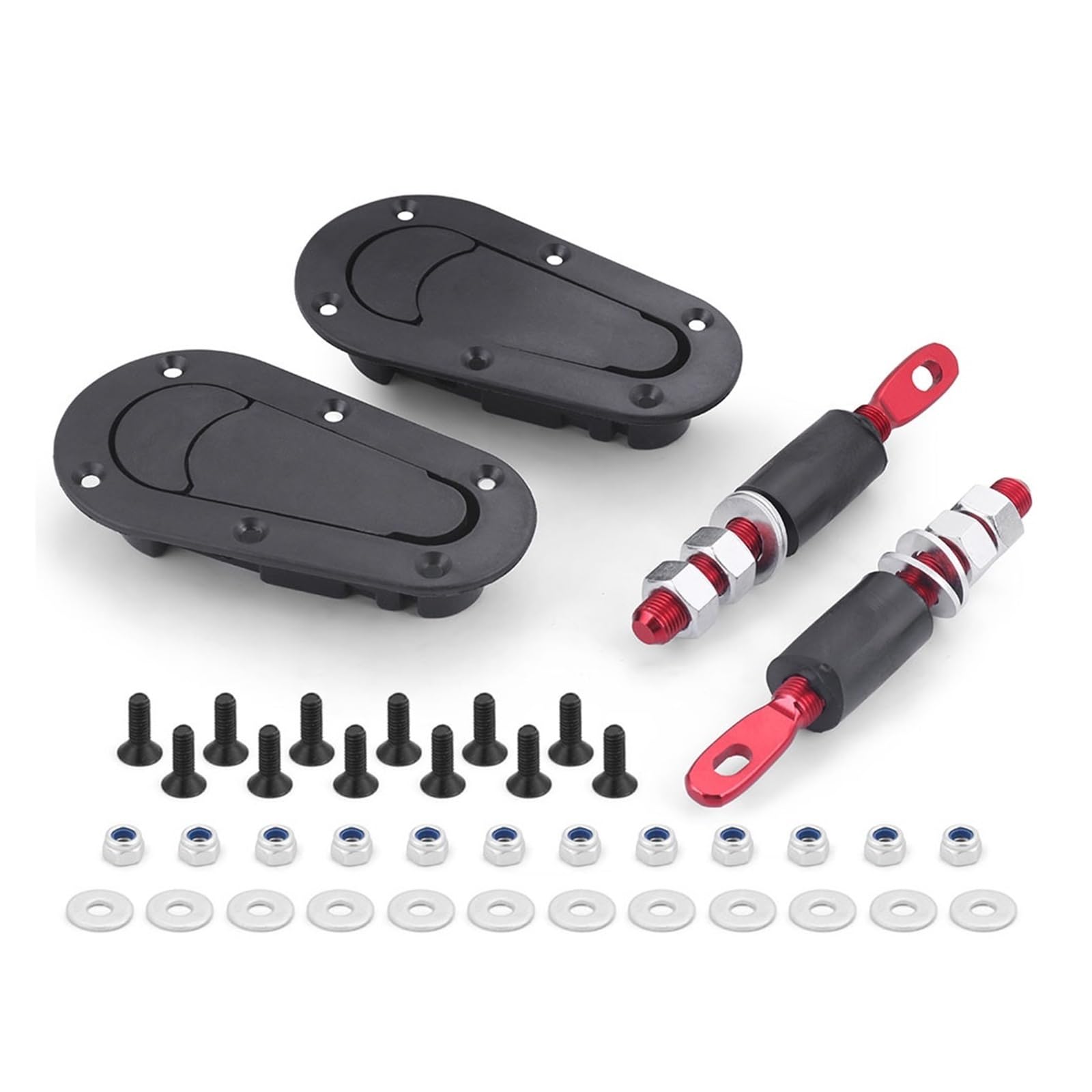 Chiusura di bloccaggio cofano anteriore Perni del cofano con serratura a sgancio rapido per auto da per corsa nera/in fibra di carbonio, senza kit chiusura a chiave(Nero)