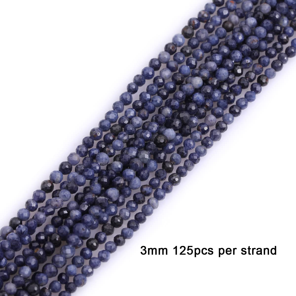 Gem-Inside 3mm Tiny Sapphire Natural Gemstone Faceted Round Semi Precious Loose Seed Beads for Jewellery Making 15" Strand - Image 3